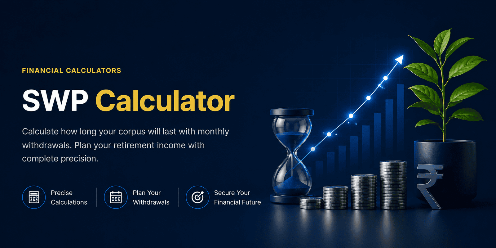 SWP Calculator β plan your retirement income and see how long your corpus will last with monthly withdrawals.
